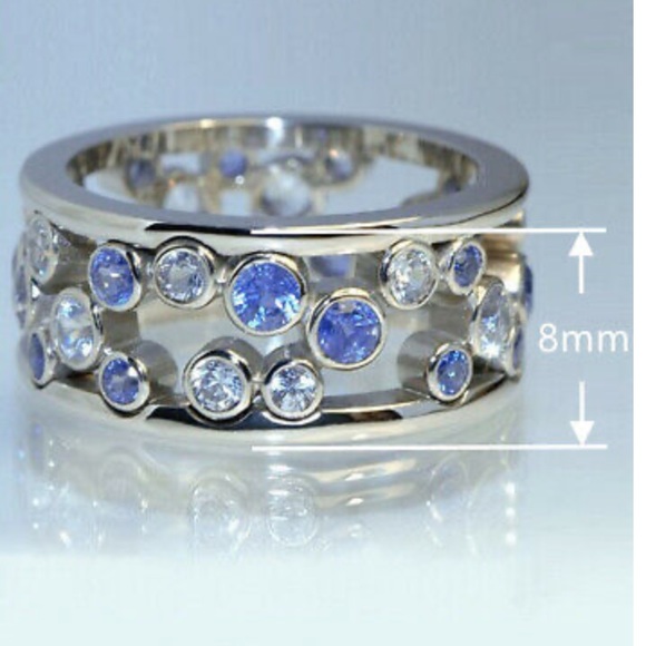 925 sterling silver blue sapphire ring - Picture 4 of 8